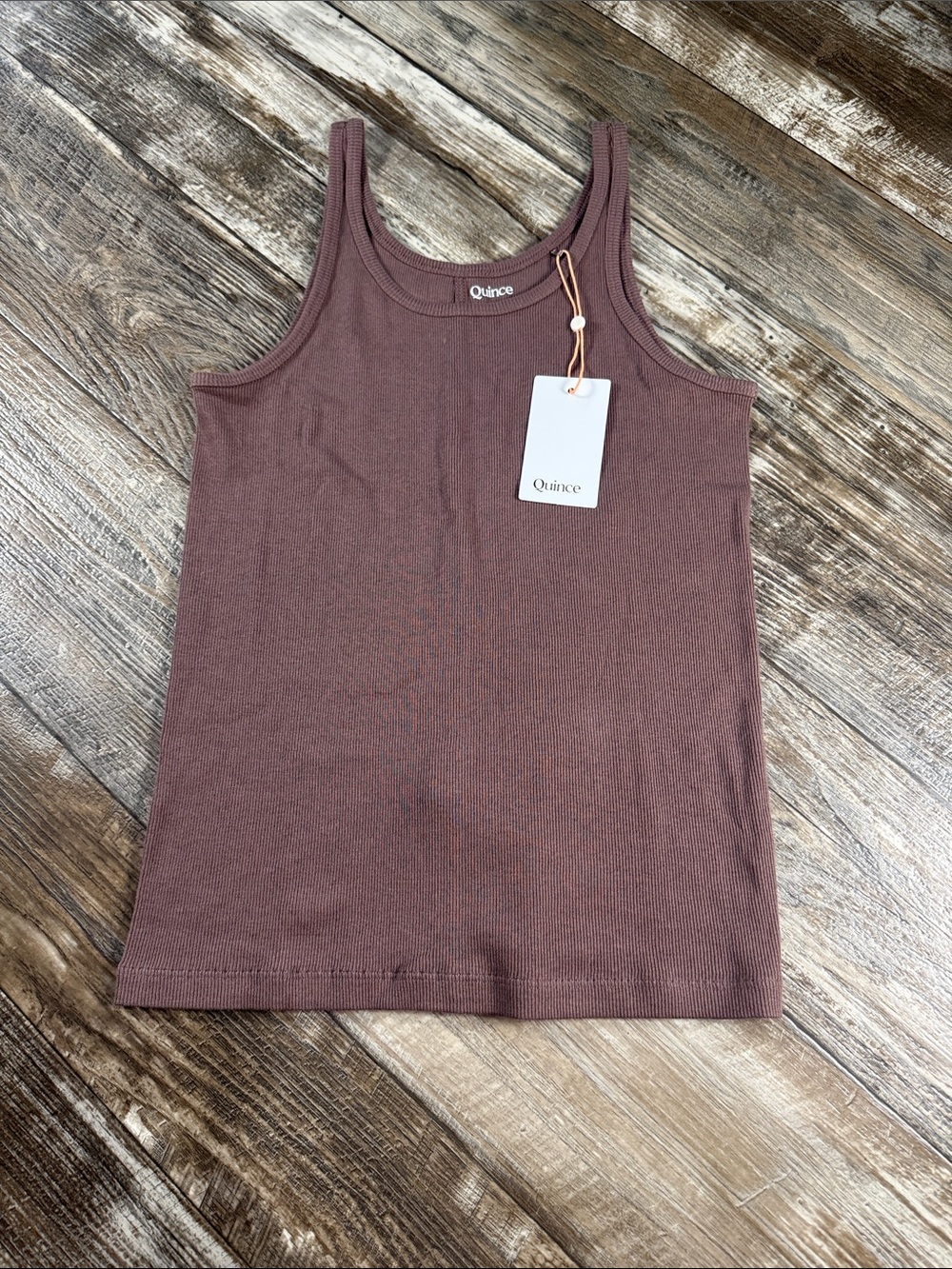 New Quince Women's Ribbed Tank Top in Mauve Brown